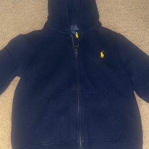 Polo by Ralph Lauren Kids Navy Zip Hoodie with Yellow Pony Logo